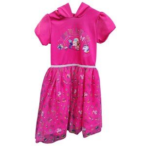 Jojo Siwa Girls Hot Pink "Yay All Day" Tulle Skirt Dress With Unicorn Print Hood